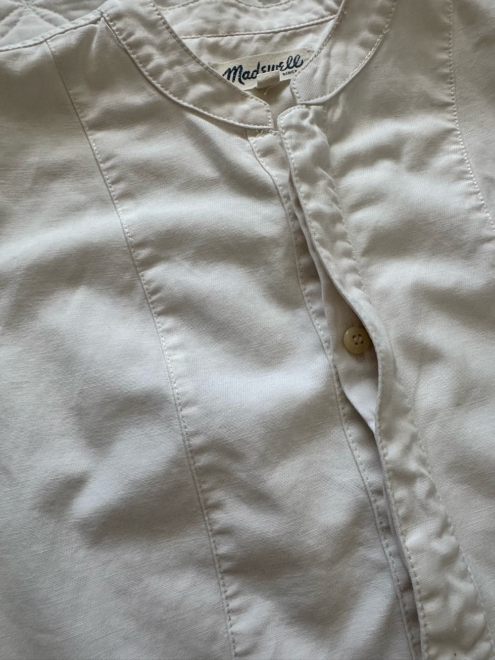 Madewell White Hidden Button Placket Sleeveless Pleated Peplum Top Size 2 - Picture 4 of 16